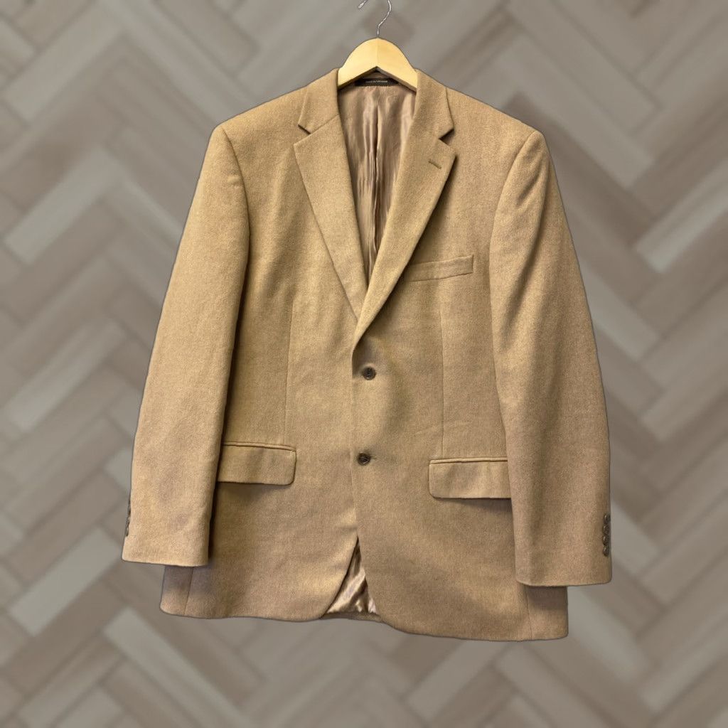 Tasso Elba VINTAGE Tasso Elba Blazer Mens 42 Single-Breasted Suit Jacket Formal Beige Camel Hair US 80s Size 42R - 1 Thumbnail