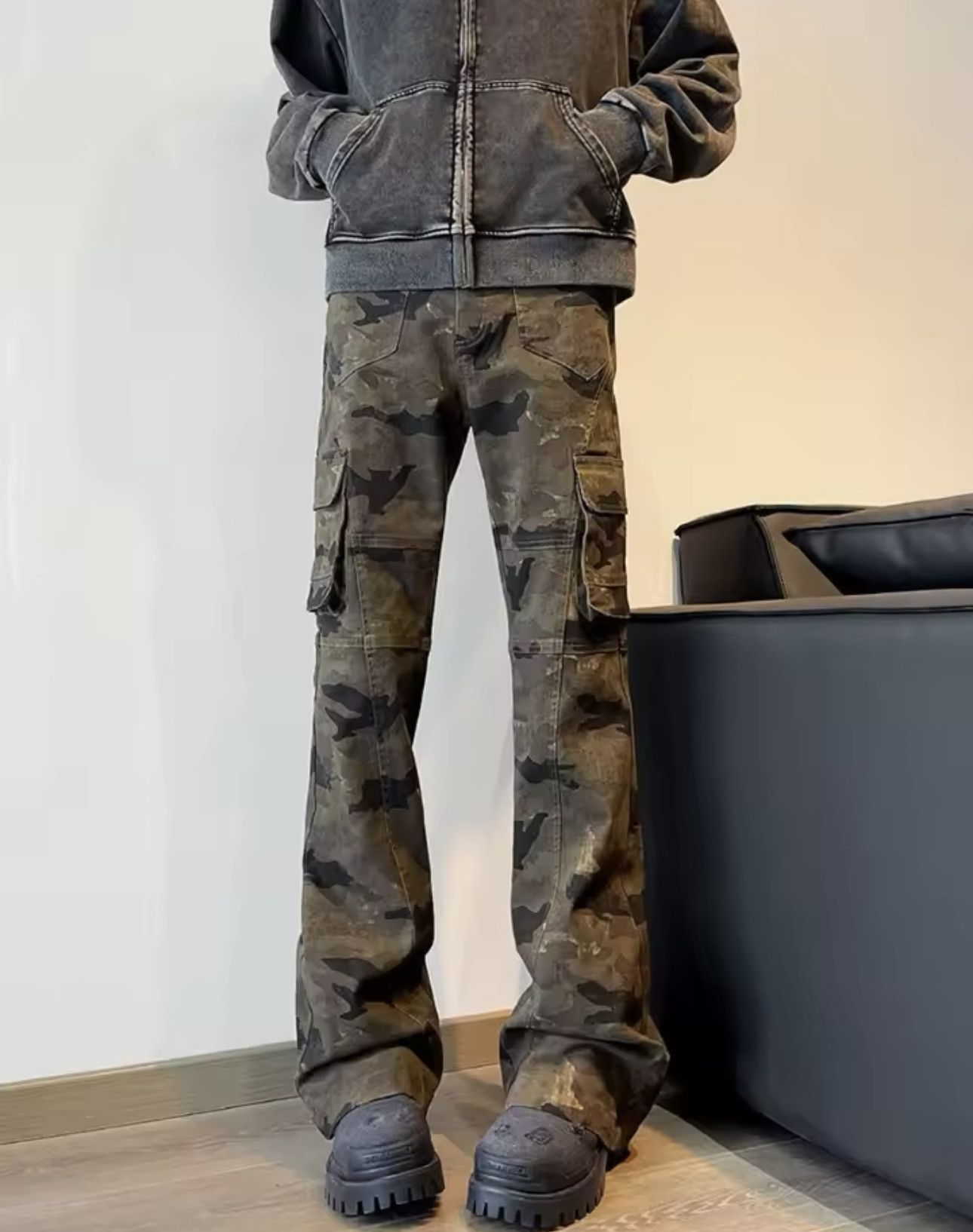 Jean Cyber Y2K Streetwear Camouflage Slim Flare Jeans Pants Size US 34 / EU 50 - 3 Thumbnail