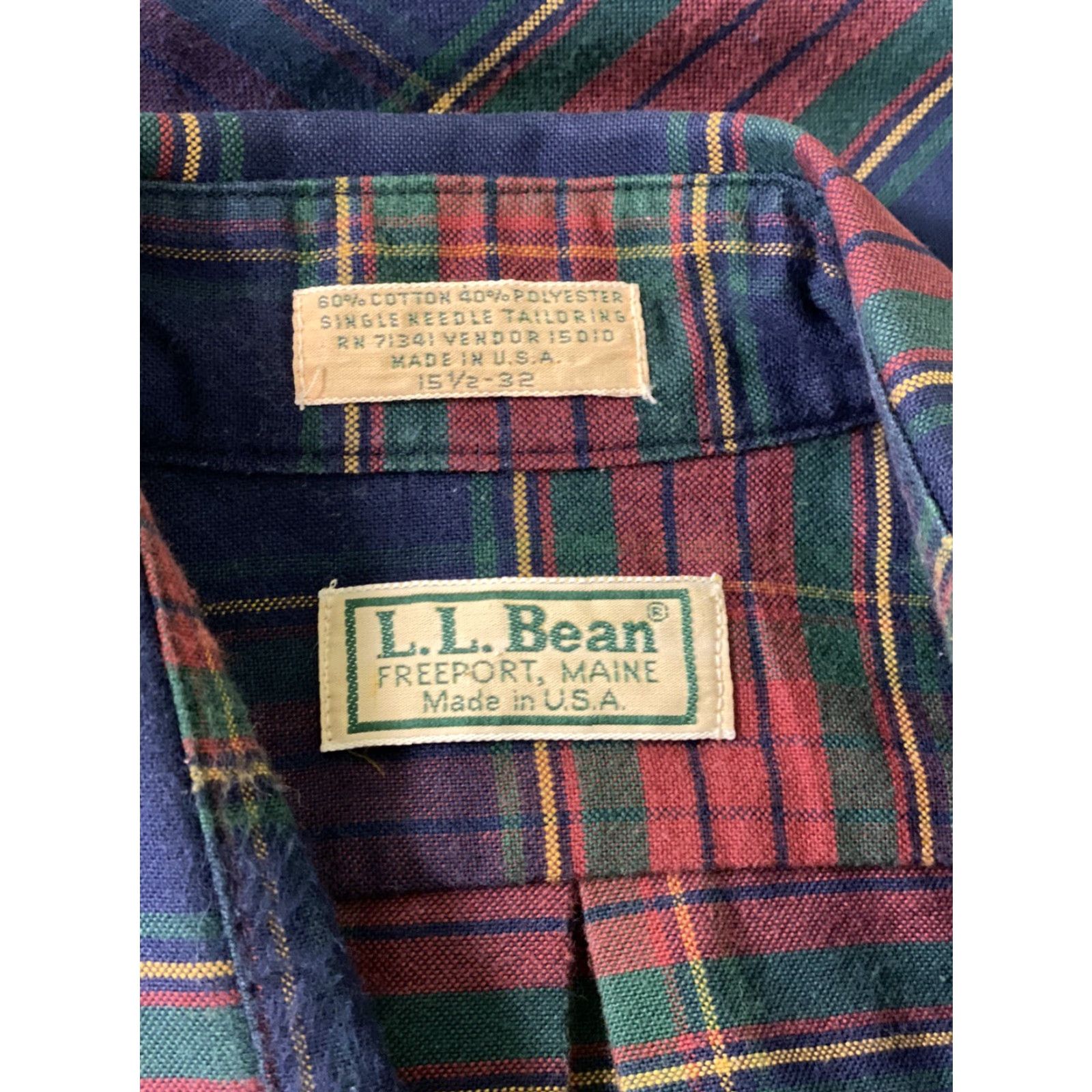 Vintage VINTAGE L.L. Bean Mens Button-Down Dress Shirt Size 15.5 32 Plaid Made In USA Size 42R - 4 Thumbnail