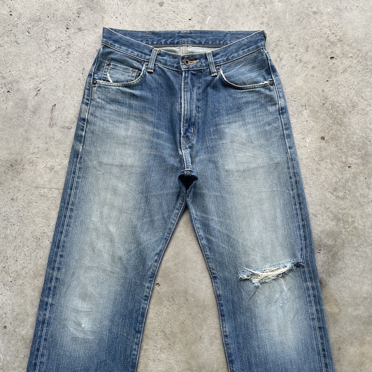 Japanese Brand Vintage Edwin 505xx Distressed Selvedge Jeans Faded Pants Size US 29 - 4 Thumbnail