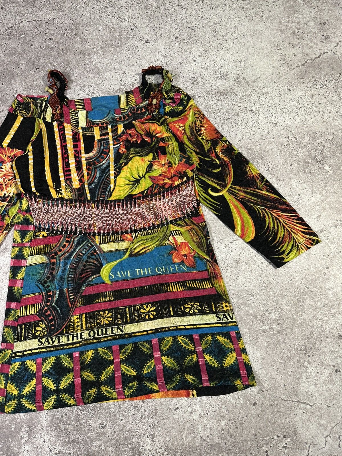 Jean Paul Gaultier Save The Queen Womens Colorful Bono Floral Print Long Sleeve Size L / US 10 / IT 46 - 2 Thumbnail