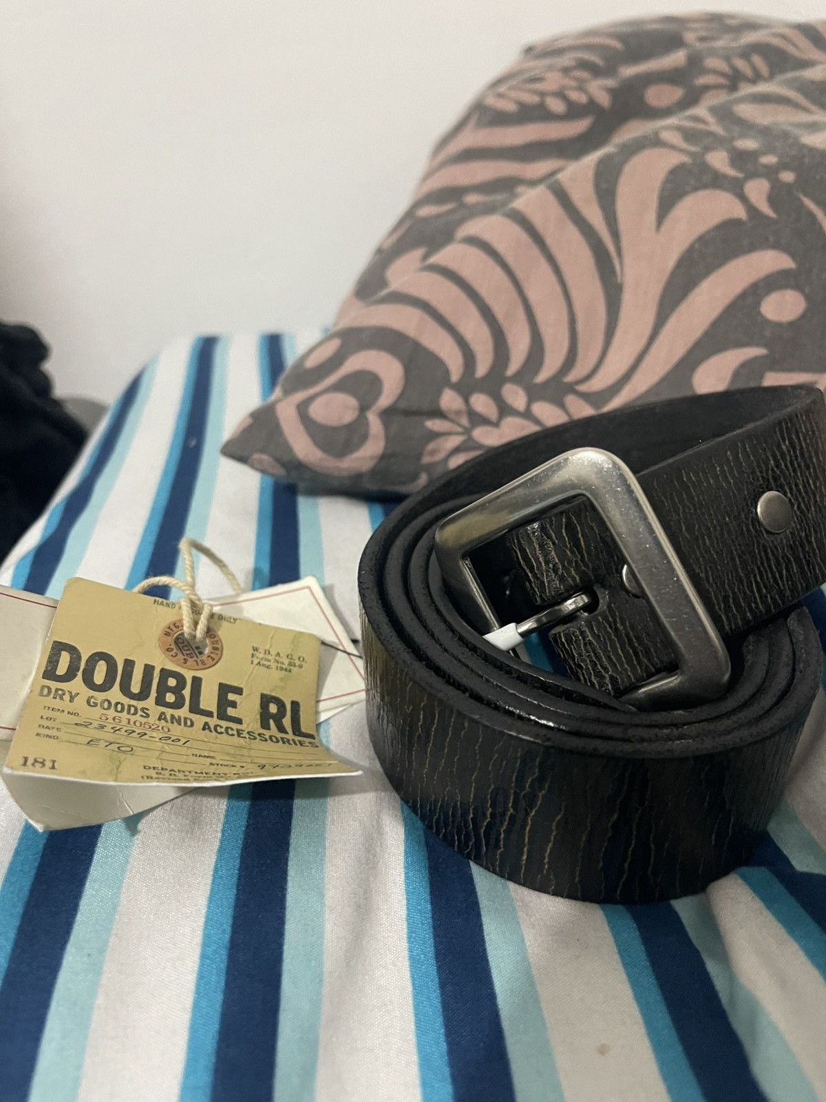 RRL Ralph Lauren RRL Double RL “New Burling” Black Leather Belt Size 34 - 2 Thumbnail
