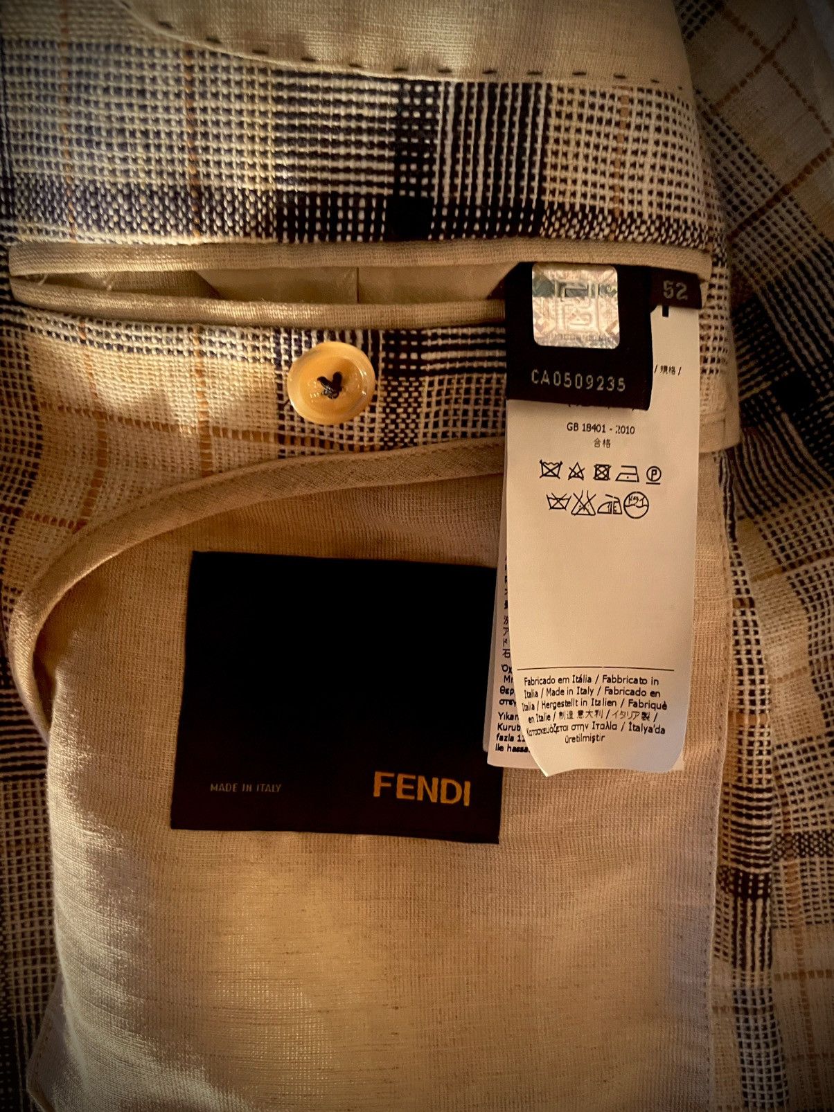 Fendi FENDI Madras Check Linen Blend Suit Set Jacket Shorts 52R Size 52R - 9 Thumbnail
