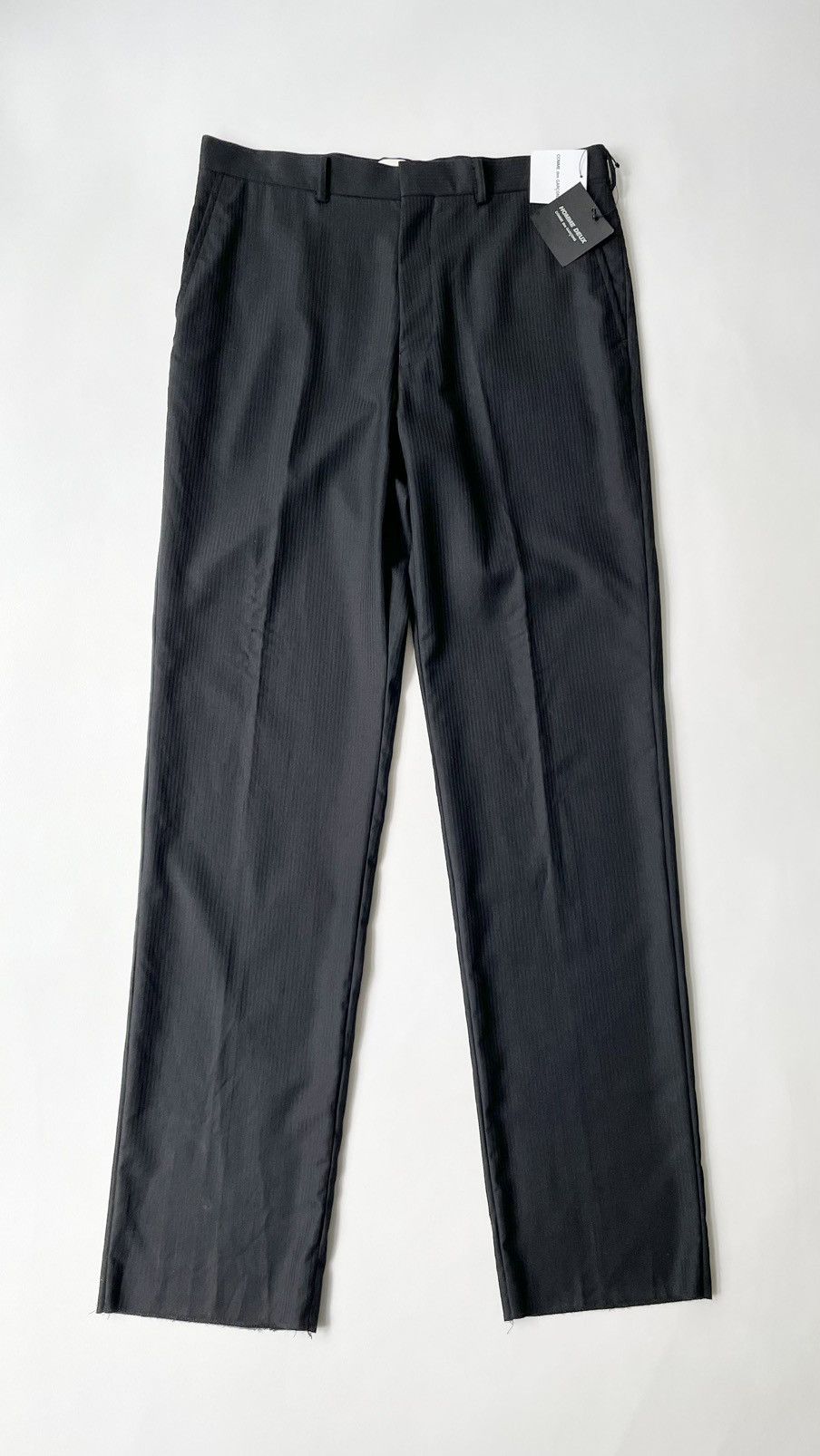 image of Comme Des Garcons x Comme Des Garcons Homme Deux S/s 11 Black Pinstripe Wool Trousers (Size 34)
