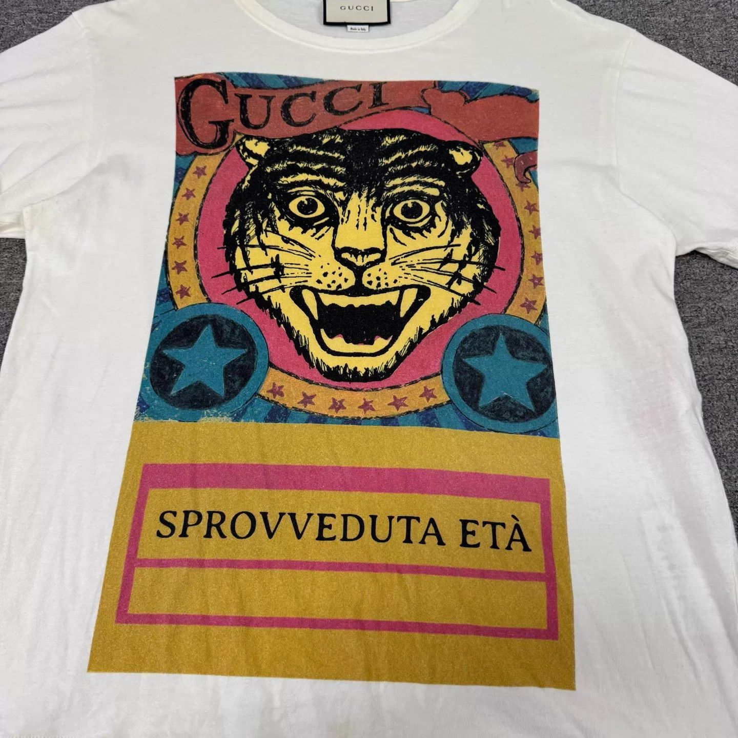 Gucci Gucci Ivory Tiger Head Vintage Poster Print Tee L 95 New Size US L / EU 52-54 / 3 - 4 Thumbnail