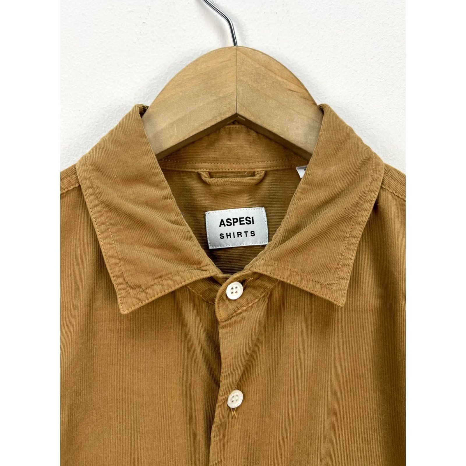Aspesi ASPESI Mens Corduroy Shirt Brown Tan Button Up Cotton Long Sleeve S Size US S / EU 44-46 / 1 - 3 Thumbnail