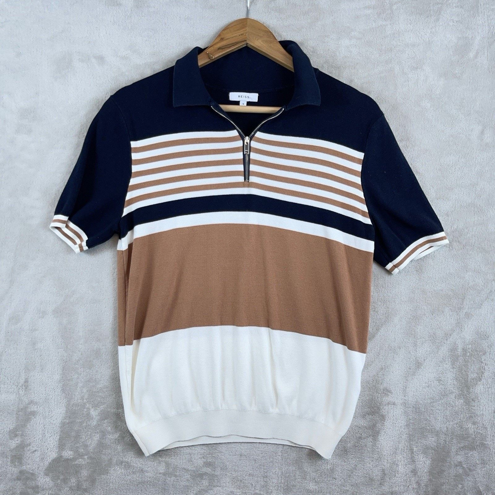 Reiss Reiss Captain Half Zip Stripe Knit Modal Polo Retro Mod Slim Size US S / EU 44-46 / 1 - 2 Thumbnail