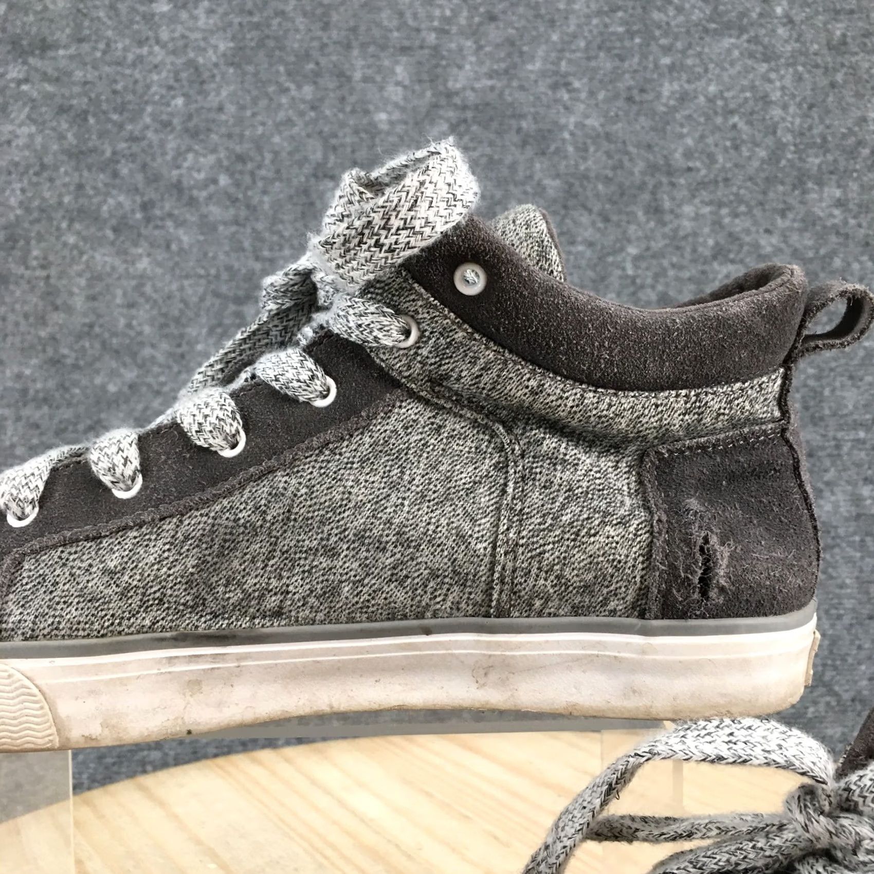 Toms TOMS Women Sneakers 9.5 Camila Casual Mid Top Gray Fabric Lace Up Shoes Size L / US 10 / IT 46 - 3 Thumbnail
