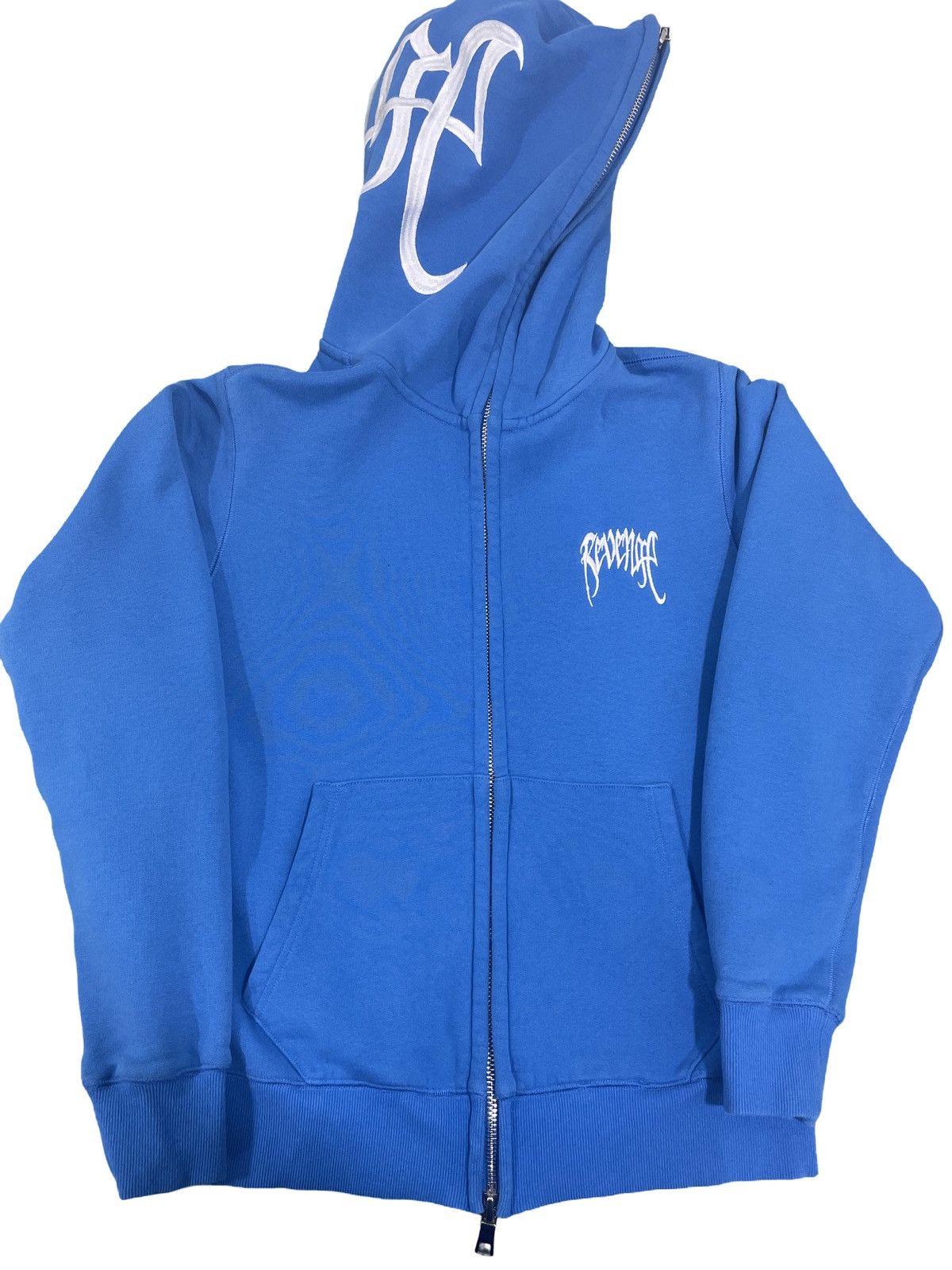 Revenge Revenge Blue Embroidered Logo Full zip Hoodie | Grailed