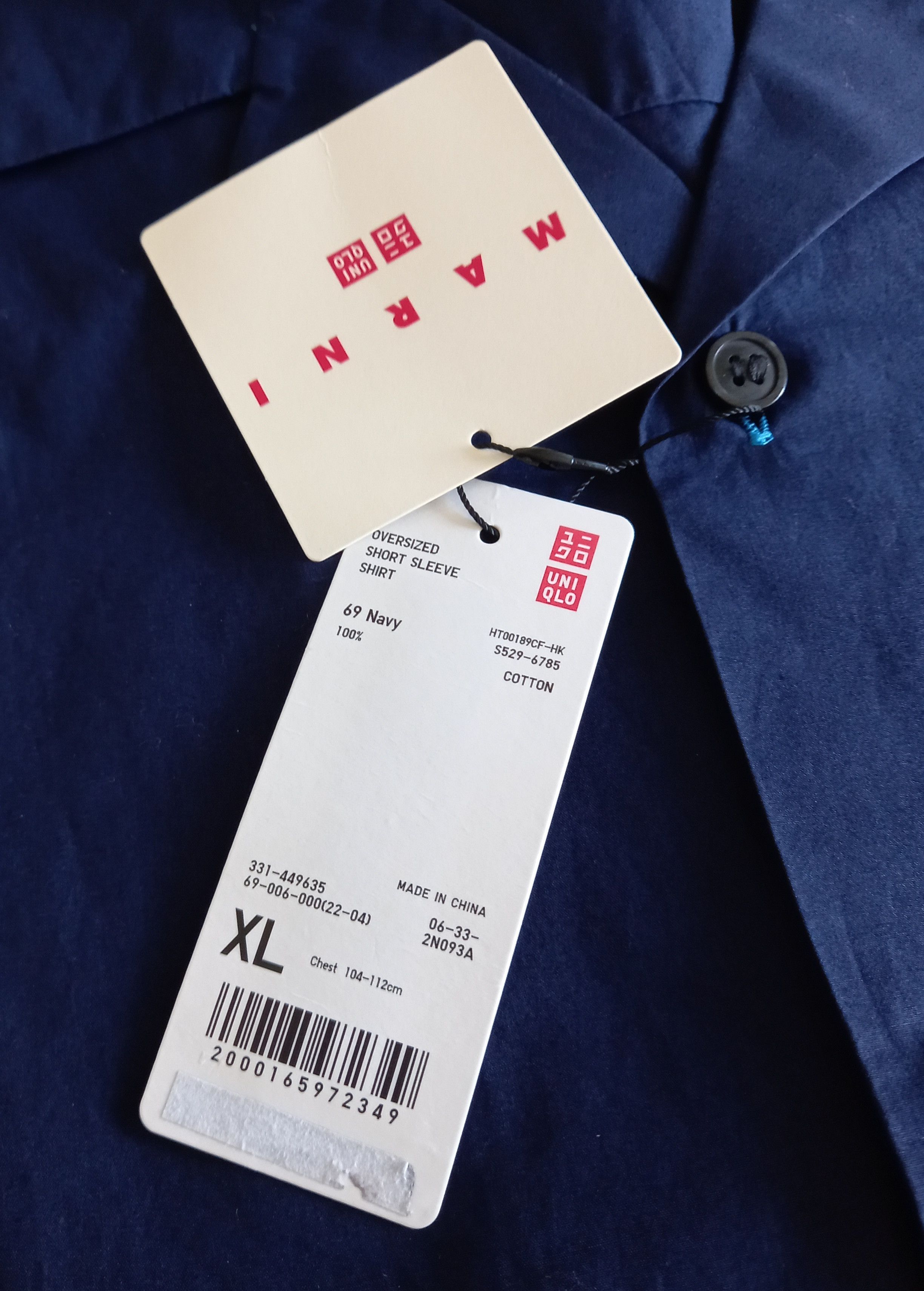 Marni × Uniqlo UNIQLO x MARNI Oversized Shirt Navy Blue sz Asian XL (US L) Size US L / EU 52-54 / 3 - 3 Thumbnail