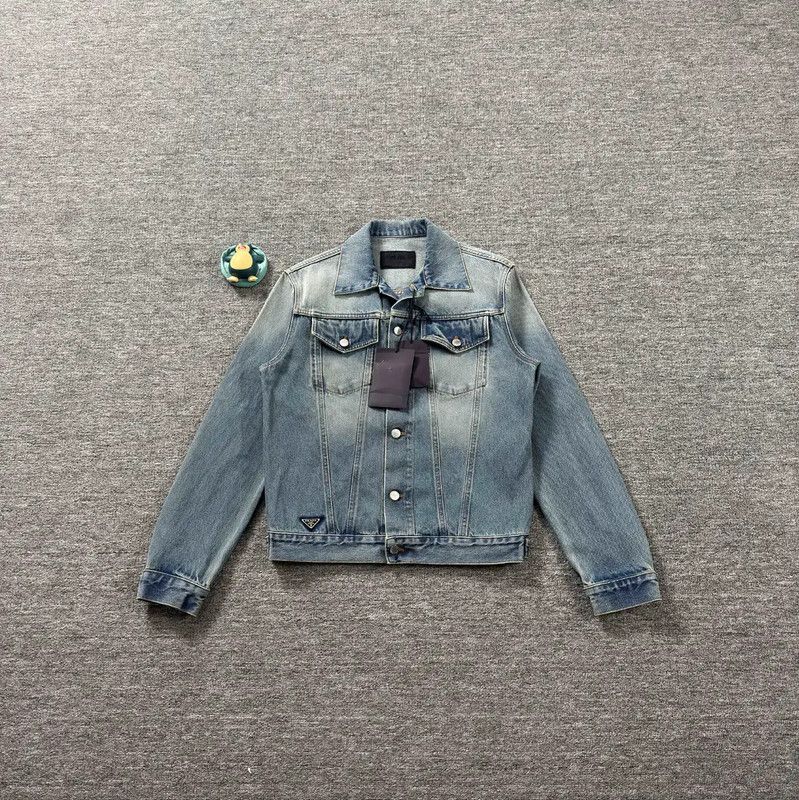 Prada Prada Blue Cotton Men's Denim Jacket Size US S / EU 44-46 / 1 - 1 Thumbnail