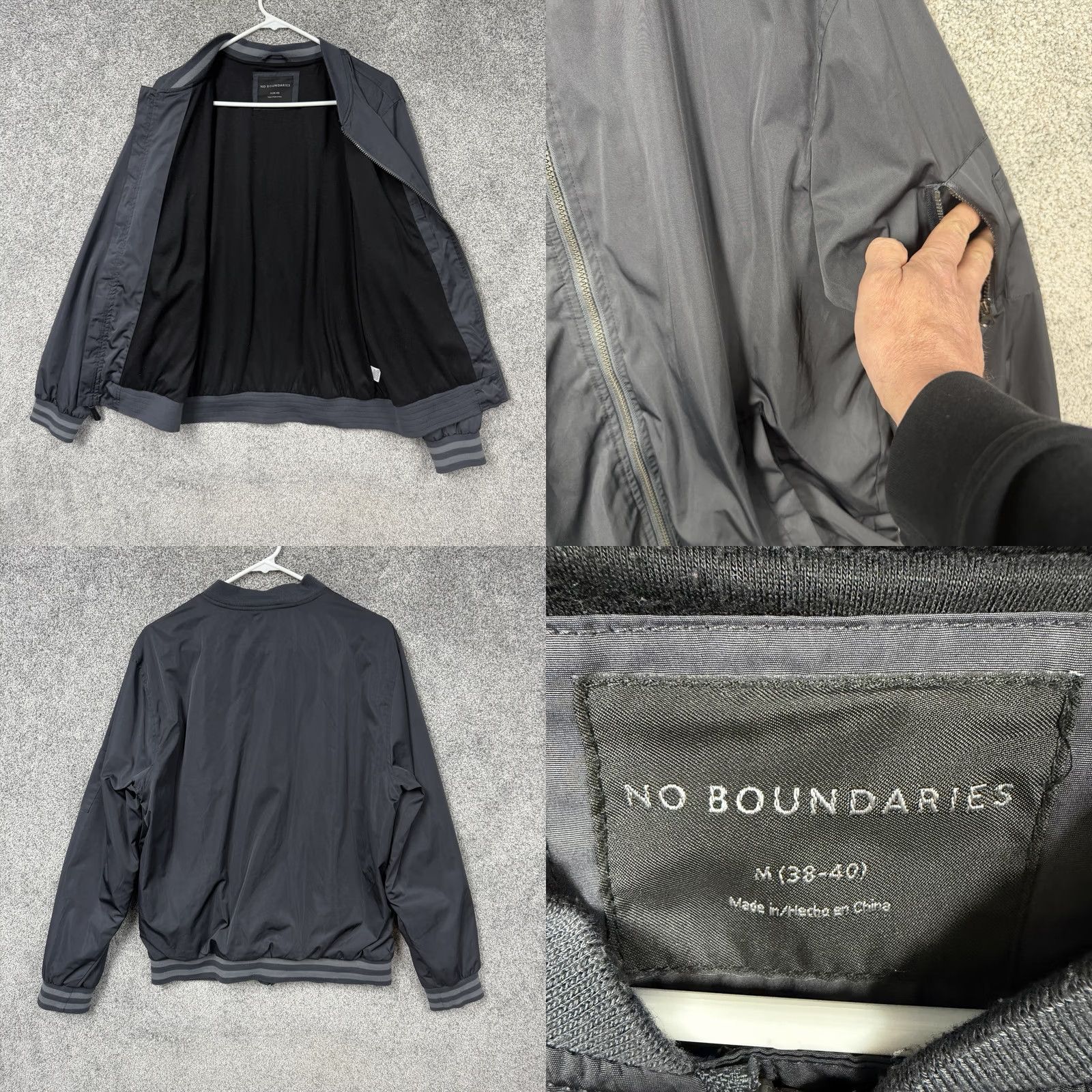 Vintage No boundaries Jacket M Urban Techwear Streetwear Lightweight Flight Varsity Bomber Coat Men Gray Retro Modern casual Size US M / EU 48-50 / 2 - 8 Thumbnail
