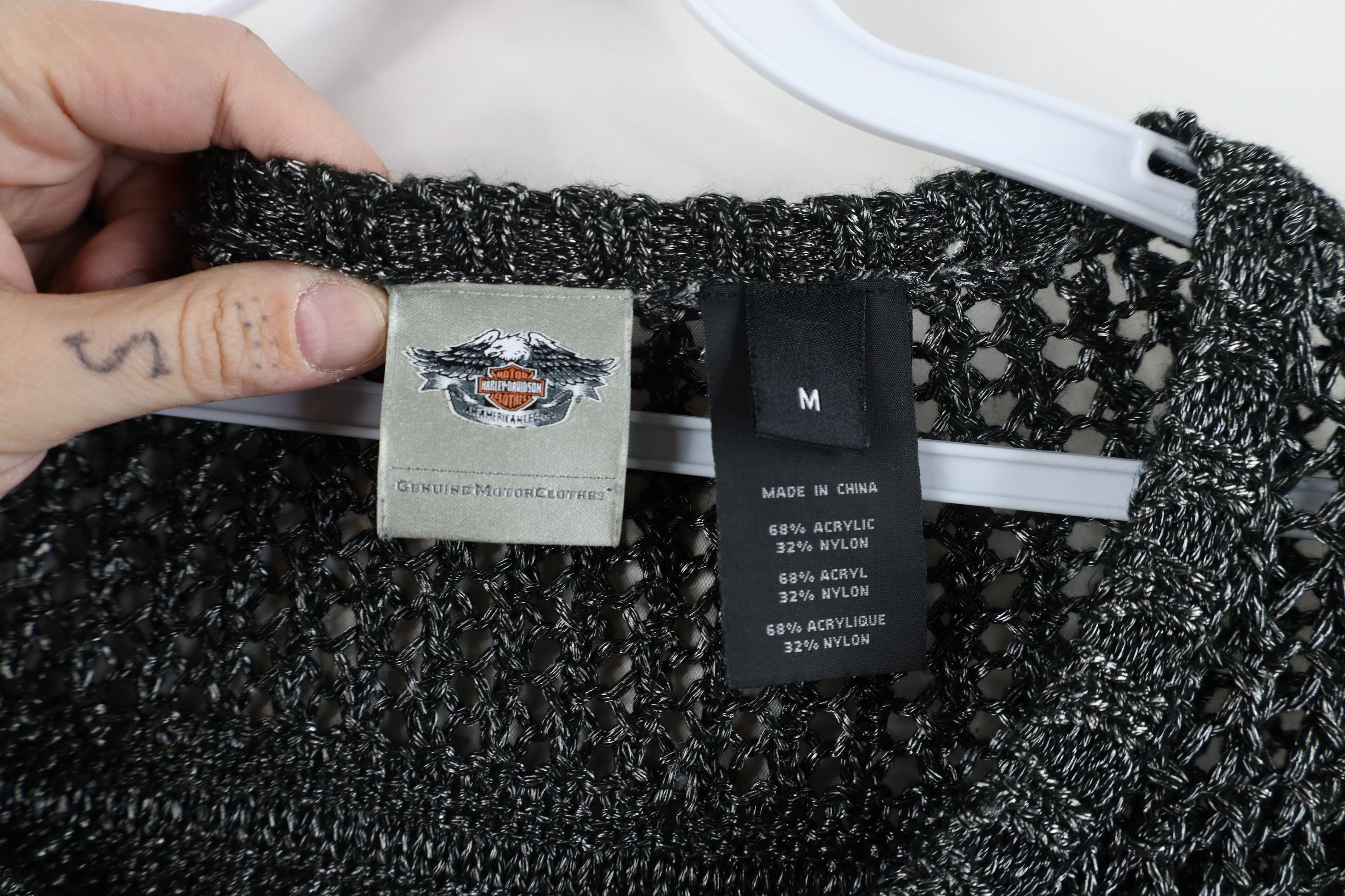 Harley Davidson × Vintage Vintage Y2K Harley Davidson Sheer Crochet Knit Sweater Size M / US 6-8 / IT 42-44 - 4 Thumbnail