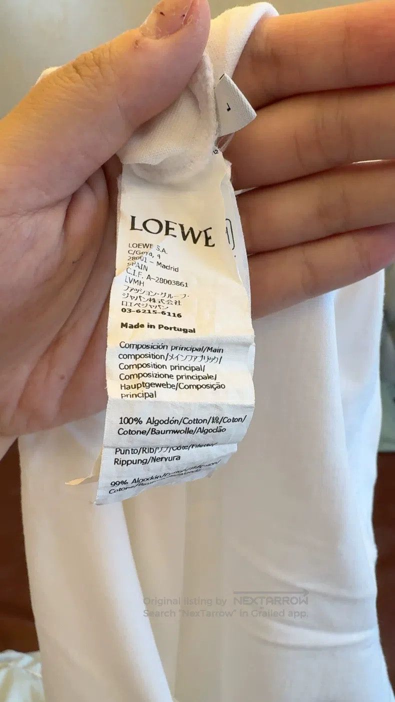 Loewe Loewe White short-sleeve T-shirt with blue embroidered log Size US L / EU 52-54 / 3 - 7 Thumbnail