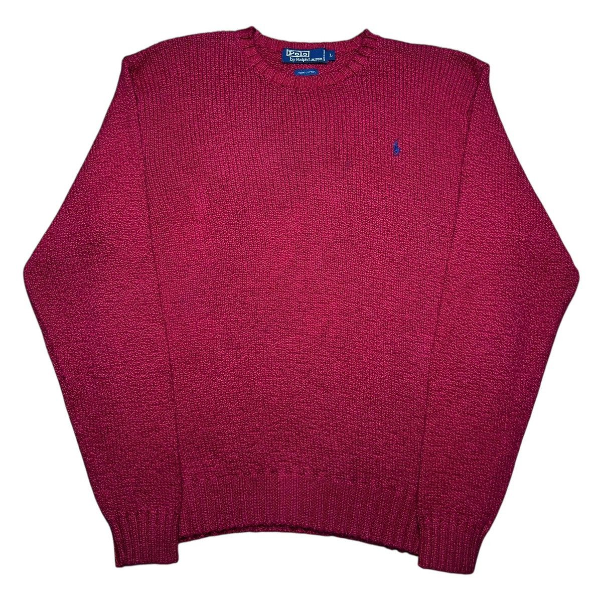 Polo Ralph Lauren Vintage Polo Ralph Lauren Red Cotton Knit Pullover Sweater Size US L / EU 52-54 / 3 - 1 Thumbnail