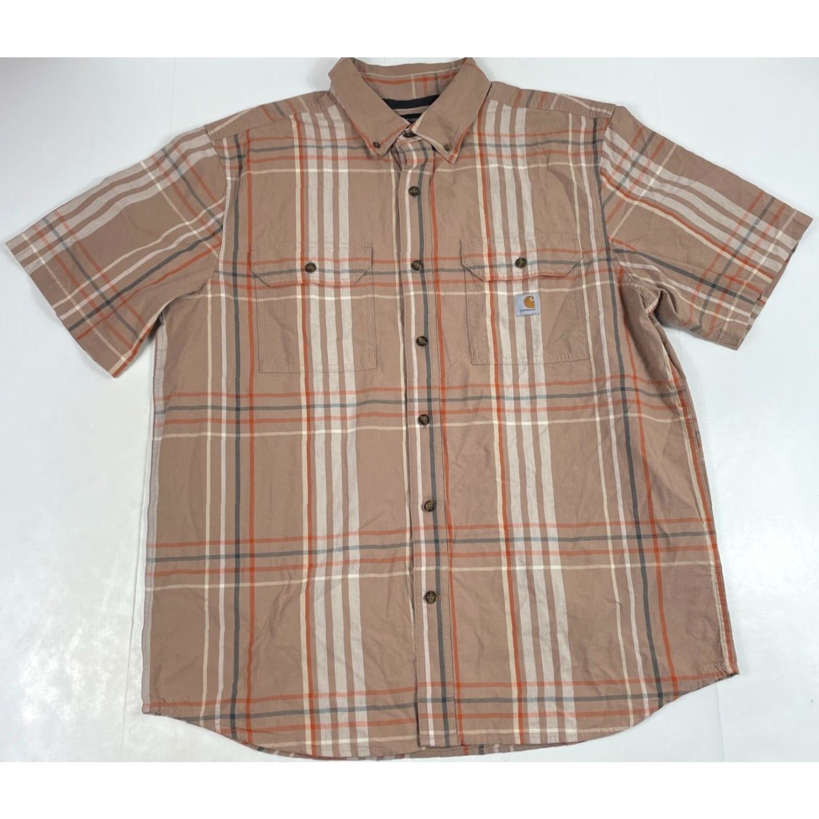 Carhartt VINTAGE Carhartt Shirt Mens Large Orange Relaxed Short Sleeve Button Up Hiking Outdoors Size US L / EU 52-54 / 3 - 2 Thumbnail