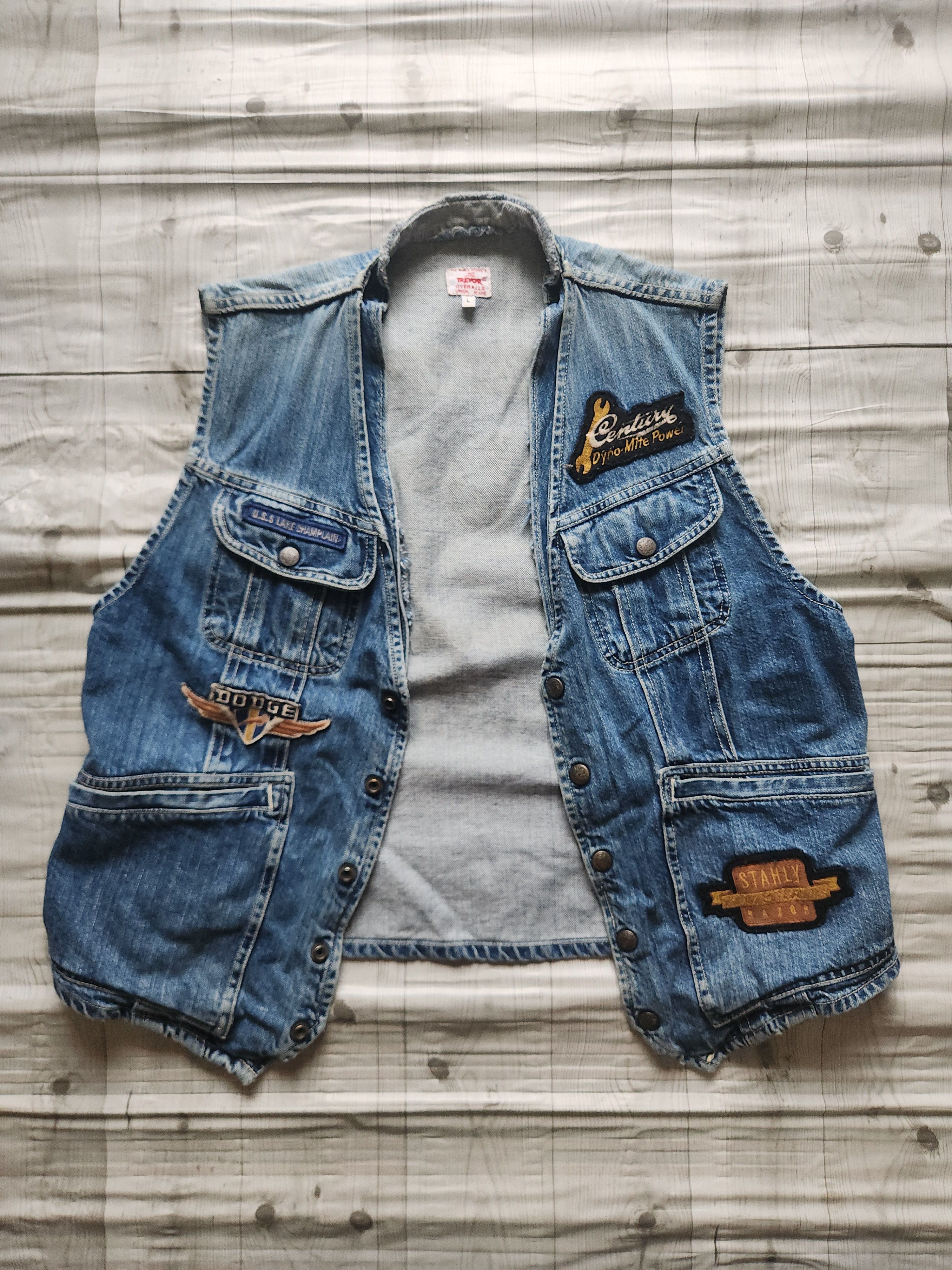 Old School Denim Biker Vests Harley Davidson Vintage Denim Vest