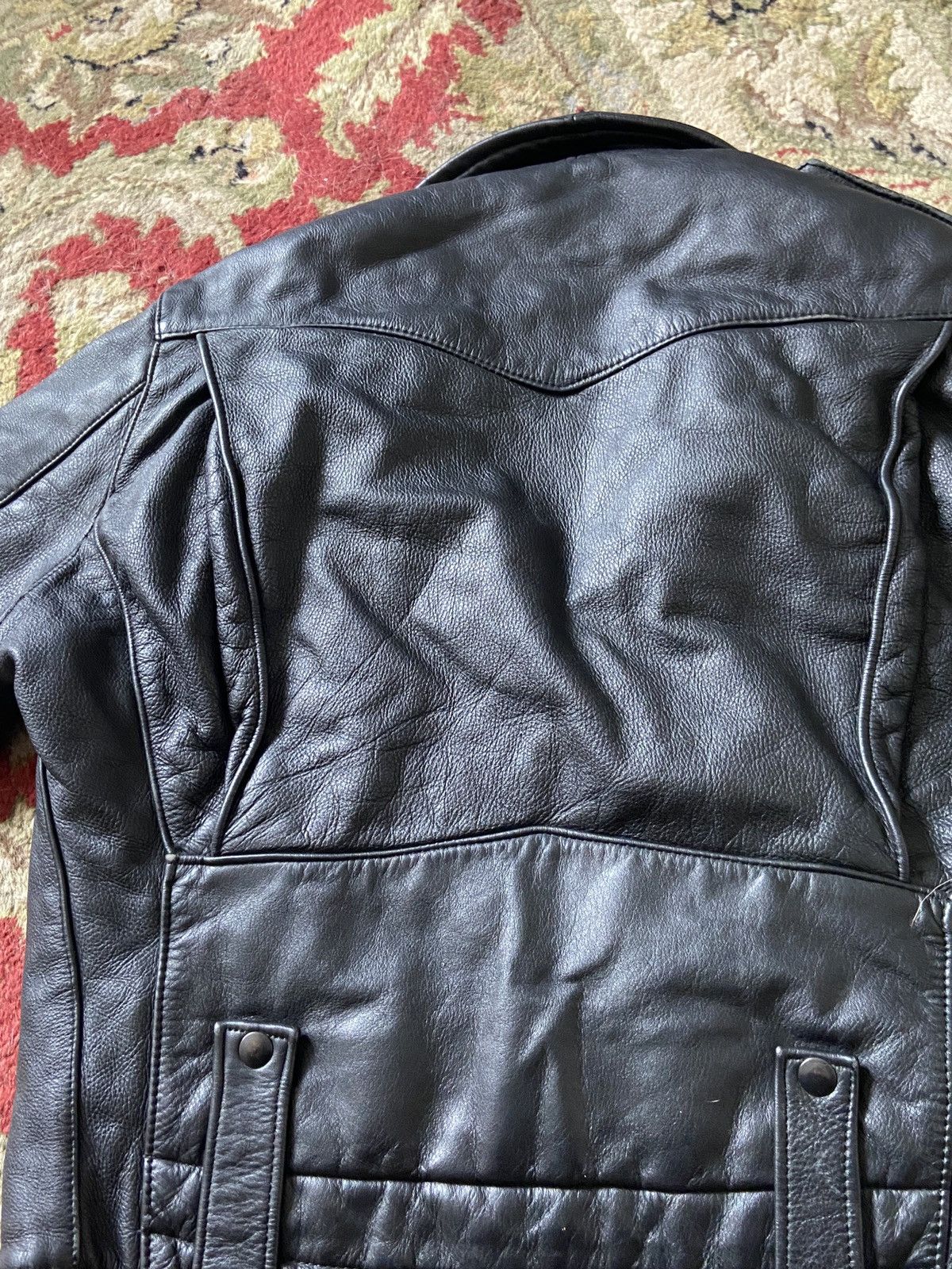 Vintage Vintage Police Leather Biker Jacket Size US XXS / EU 40 - 9 Thumbnail