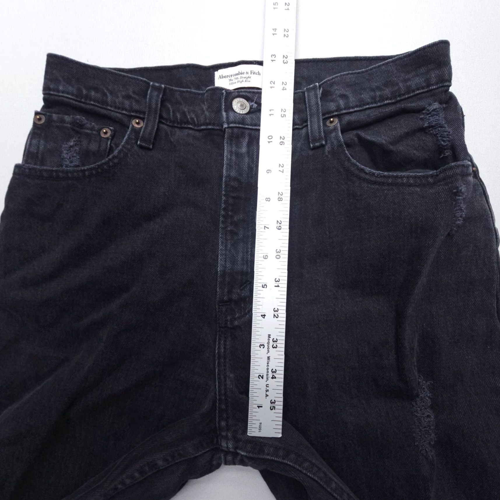 Abercrombie & Fitch VINTAGE Abercrombie & Fitch The 90s Straight Ultra High Rise Jeans Womens 27 / 4L Black Size 27" / US 4 / IT 40 - 7 Thumbnail
