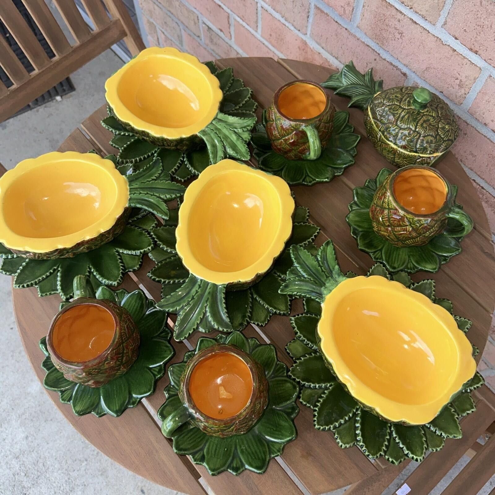 Unknown London Vtg Pineapple Bowls Plate Cup Saucer Sugar Dish Set Size ONE SIZE - 2 Thumbnail