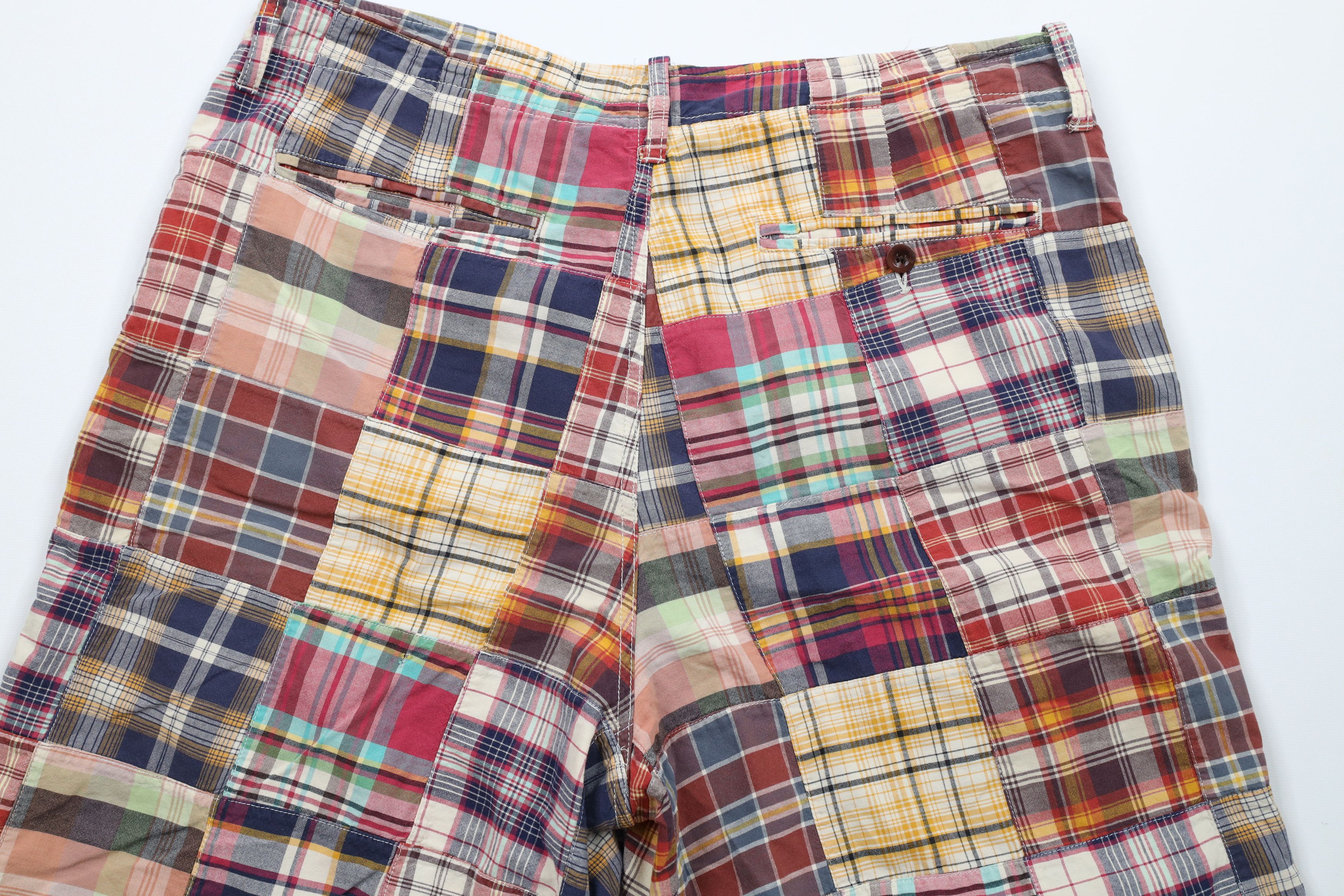 J.Crew × Vintage Vintage J Crew Patchwork Madras Plaid Chino Shorts Cotton Size US 35 - 9 Thumbnail