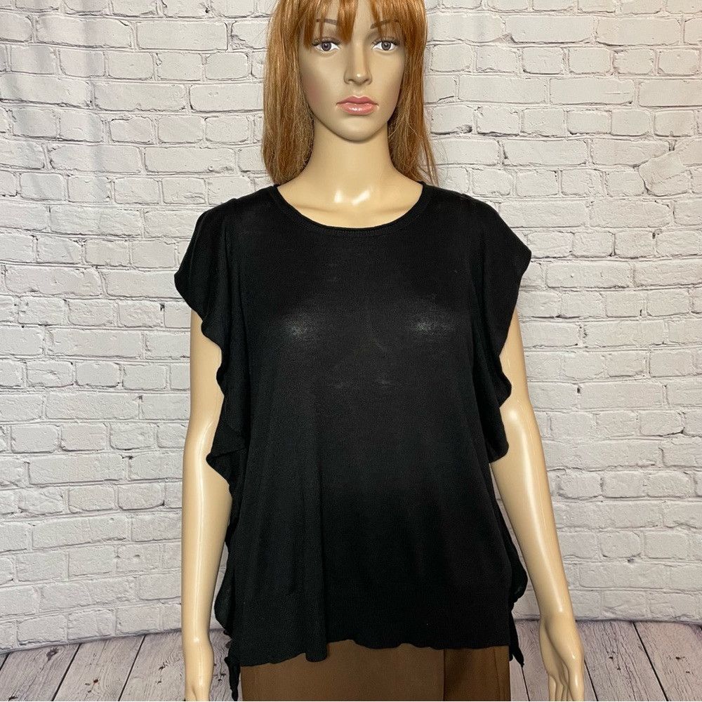 Zara Zara Knit Black Ruffle Sleeveless Top Size L Size L / US 10 / IT 46 - 1 Thumbnail