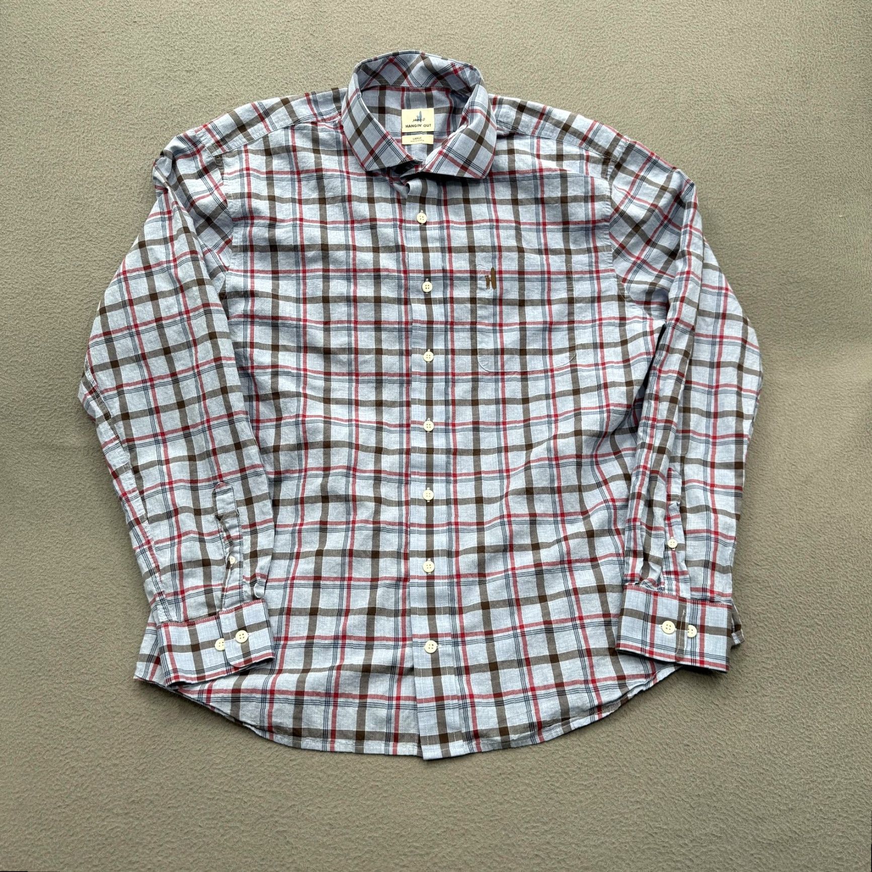 johnnie-O johnnie-O Hangin Out Shirt Mens Large Blue Plaid Long Sleeve Cotton Button Up Size US L / EU 52-54 / 3 - 2 Thumbnail