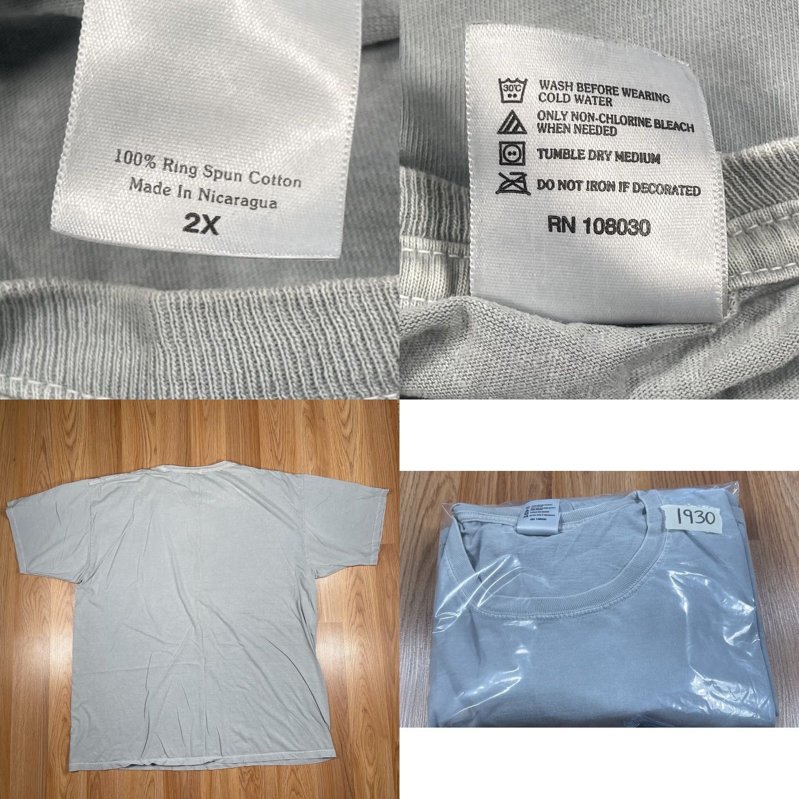 Vintage Authentic Pigment T-Shirt Mens 2X Gray CrewNeck Short Sleeve Cotton Knit Logo Regular? Size US XXL / EU 58 / 5 - 8 Thumbnail
