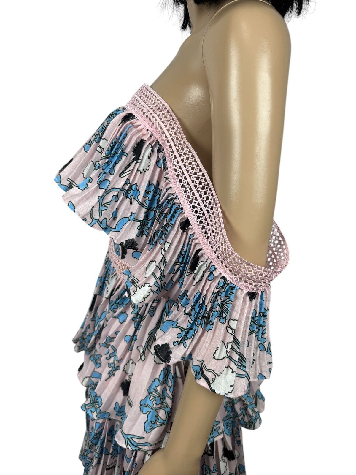 Self-Portrait Self-Portrait Pleated Off-the-Shoulder Floral Mini Dress Size M / US 6-8 / IT 42-44 - 6 Thumbnail
