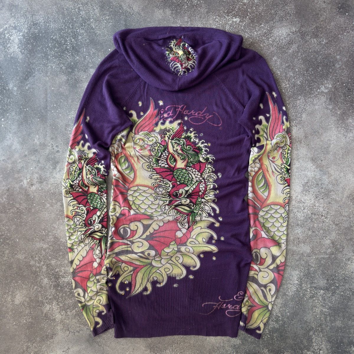 Ed Hardy Ed Hardy Y2K Vintage Iconic Tattoo Long Hooded Top Size M / US 6-8 / IT 42-44 - 2 Thumbnail