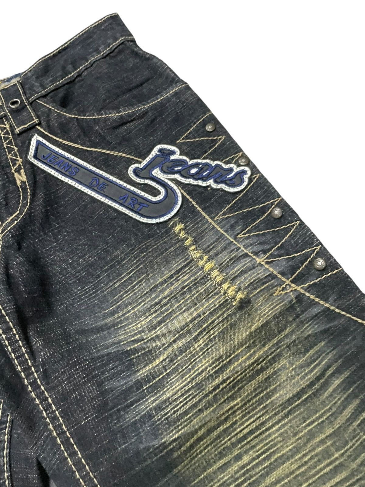 Japanese Brand Jeans De Art Mud Wash Whiskers Loose Jeans Size US 29 - 11 Thumbnail