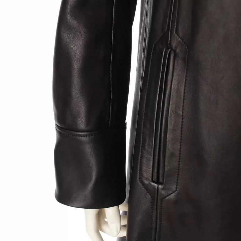 Loro Piana LORO PIANA Black sheepskin fur fox fur collar coat Size L / US 10 / IT 46 - 4 Thumbnail