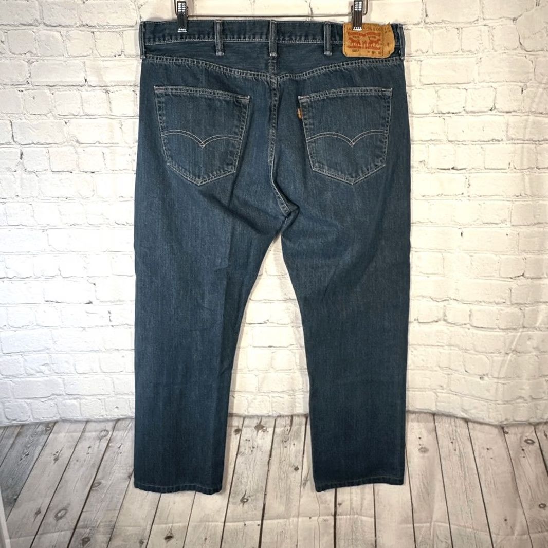 Levi's VINTAGE Levi’s 501 Jeans Mens 38 Blue Original Fit Buttonfly Denim Cotton Hemmed Straight Mens Size US 38 / EU 54 - 6 Thumbnail