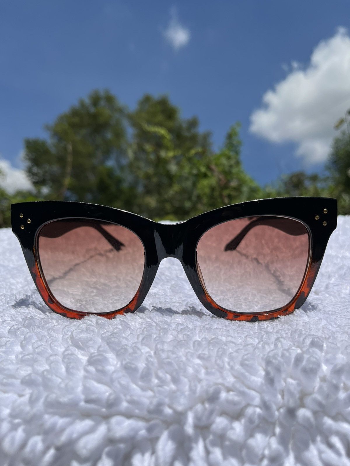 Vintage Tortoise Shell Ombré Toned Oversized Sunglasses Size ONE SIZE - 3 Thumbnail