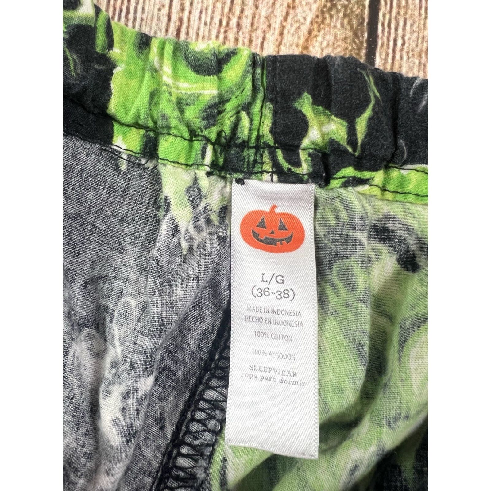 Vintage Halloween Neon Flame Skull Lounge Pants Mens L Black 100% Cotton Knit with Pockets Skull Pattern 36-38 N/A Te][ Not allowed. Size US 33 - 7 Thumbnail