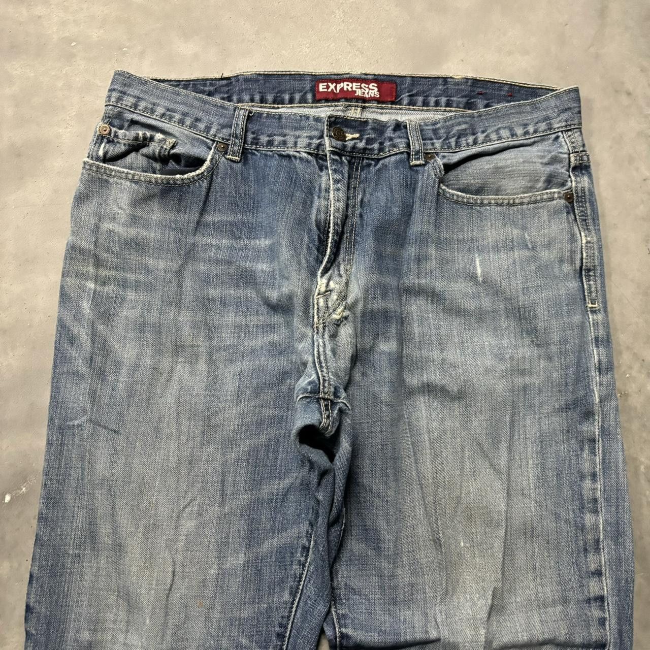 Japanese Brand × Vintage Crazy Vintage Y2K/2000s Grunge Distressed Dark Wash Skater Denim Jeans! Size US 38 / EU 54 - 5 Thumbnail