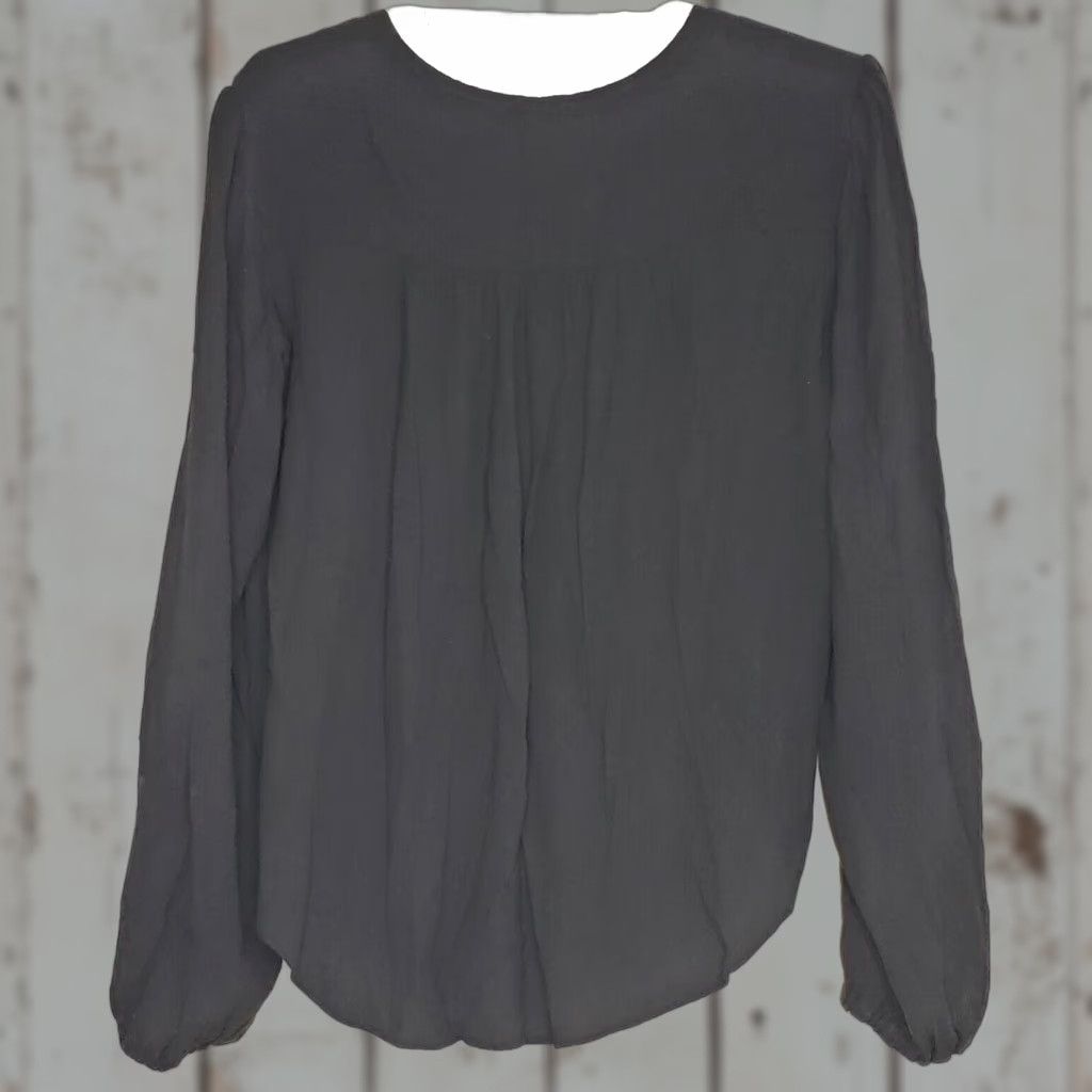 Free People Free People Women's Top XS Black Long Sleeve Wrap Hook & Loop Front HiLo Viscose Blouse Size XS / US 0-2 / IT 36-38 - 1 Thumbnail