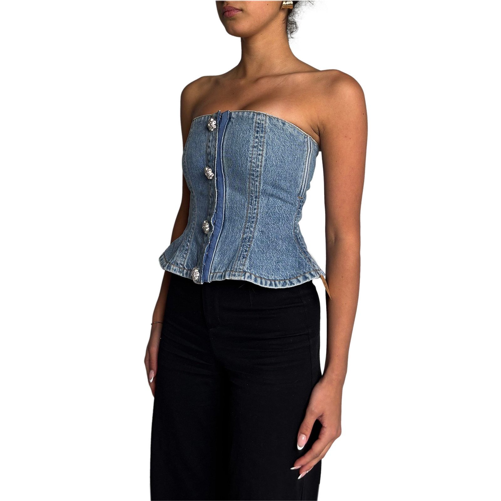 Ganni Denim Corset Size 4XL / US 24-26 - 3 Thumbnail
