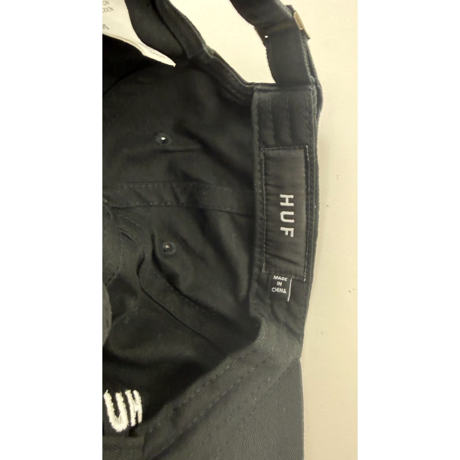 Huf HUF Hat Cap Strap Back One Size Black Embroidered Logo Cotton Mens Baseball Cap Adjustable Twill Six-Panel Tech Size ONE SIZE - 6 Thumbnail