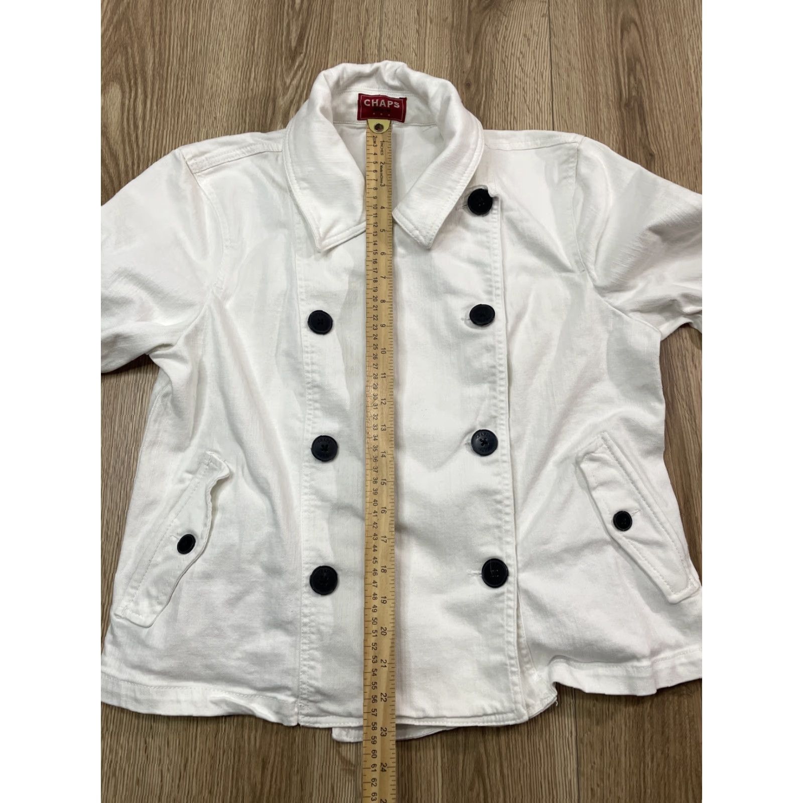 Chaps VINTAGE Chaps Denim Jean Jacket Womens XL White Short Style Pocket Classic Coat Size 40" / US 18 - 4 Thumbnail