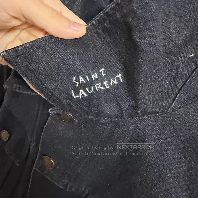 Saint Laurent Paris Saint Laurent Paris Black Washed Distressed Stencil Denim Size US L / EU 52-54 / 3 - 2 Thumbnail