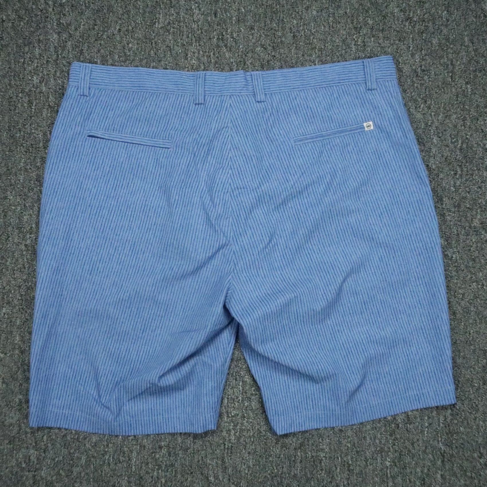 Peter Millar Peter Millar Shorts Mens 40 Blue Striped Shackleford Performance Stretch Golf Shirt? Size US 40 / EU 56 - 4 Thumbnail