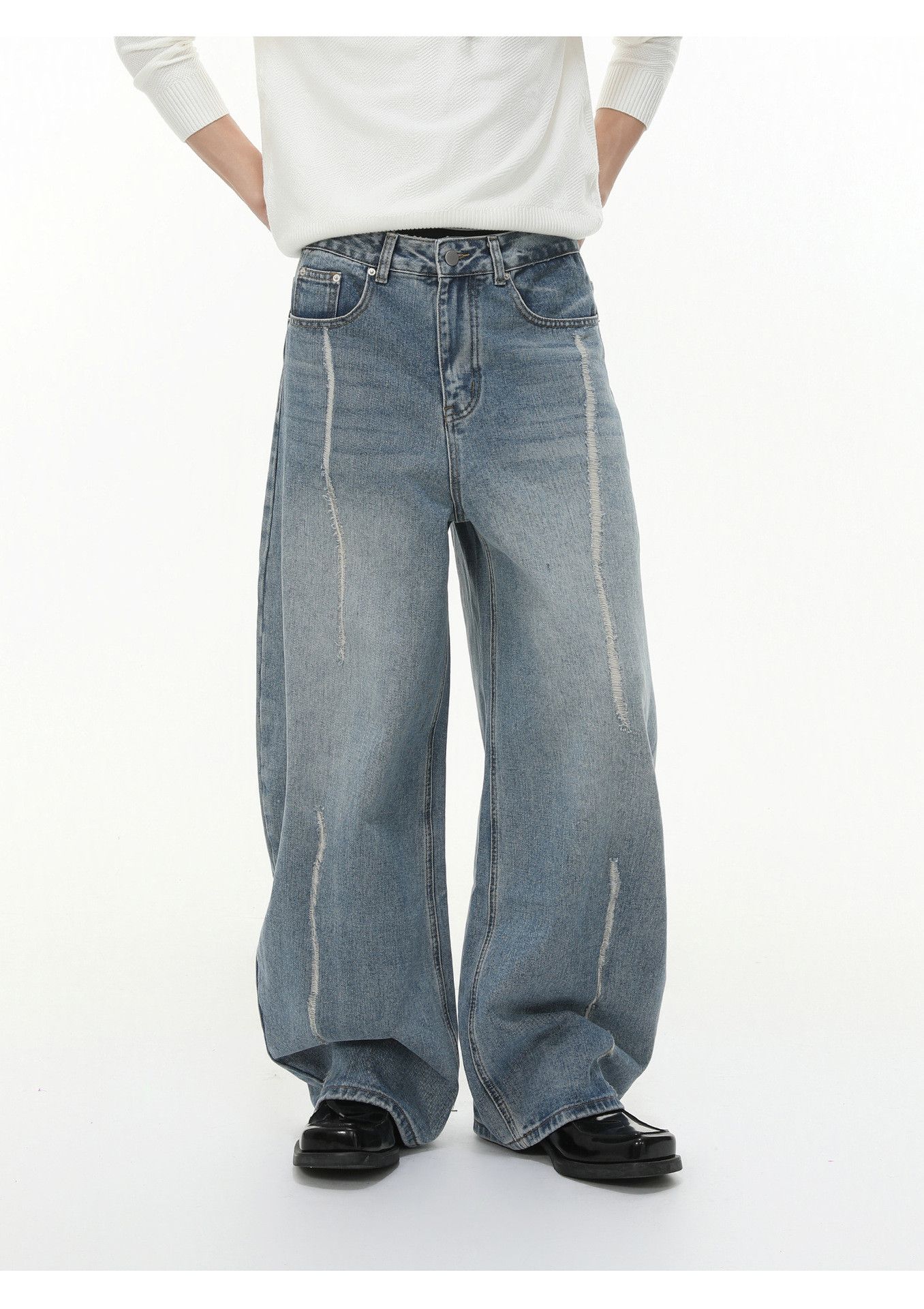 Vintage Men's distressed versatile loose handsome scimitar jeans Size US 32 / EU 48 - 3 Thumbnail