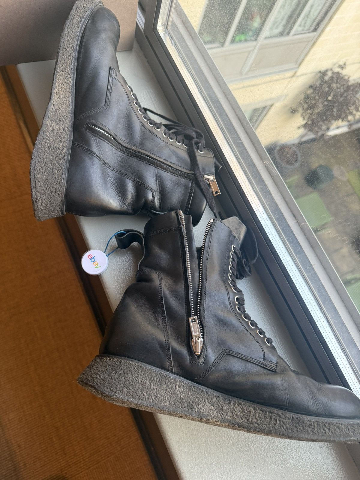 Rick Owens RICK OWENS GLITTER COMBAT BOOTS Size US 12 / EU 45 - 14 Thumbnail