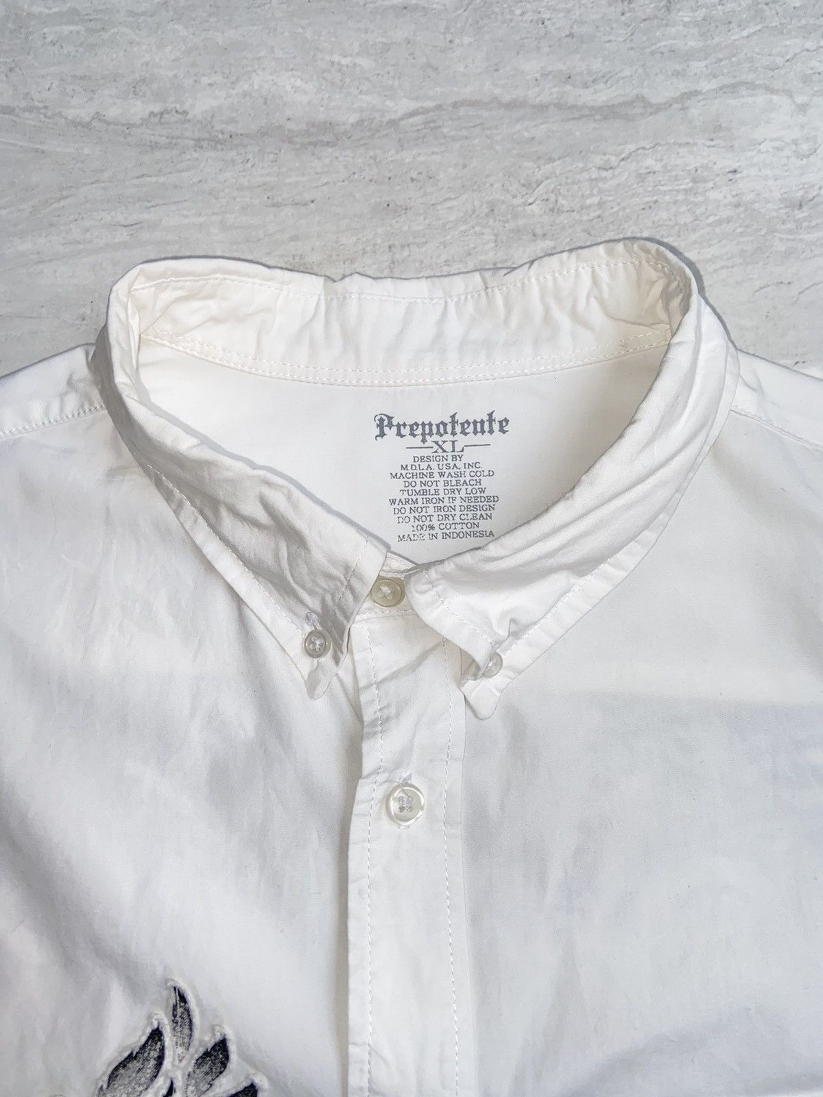 Issey Miyake × Japanese Brand × Vintage PREPOTENTE White Motive Shirt Size US L / EU 52-54 / 3 - 13 Thumbnail