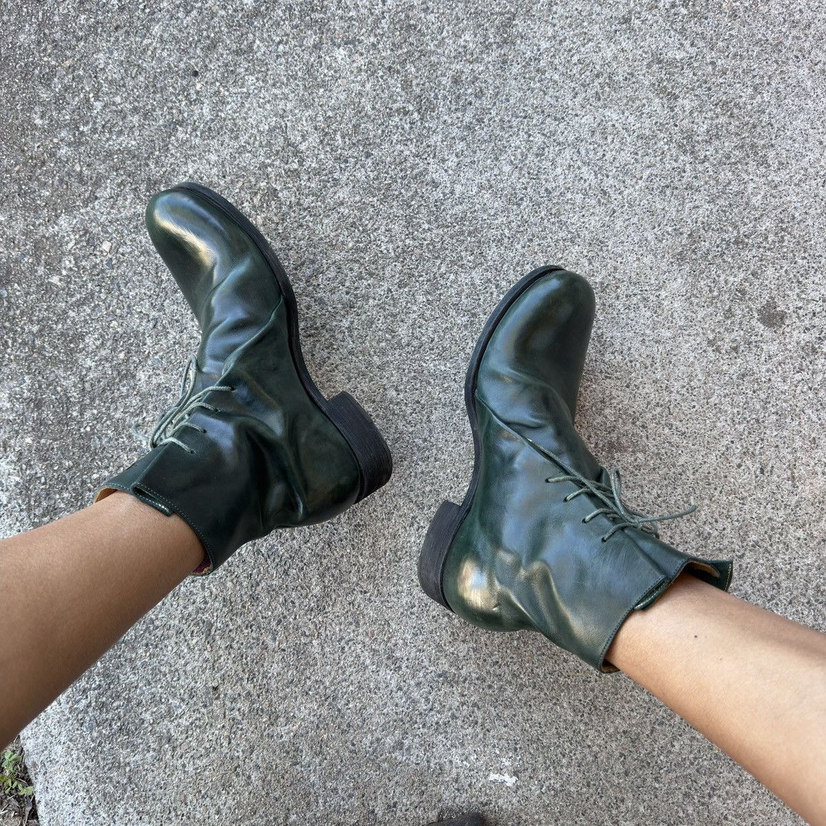 Ma+ M.a+ Dark Green Cow Leather Boots – Size 42 Size US 9 / EU 42 - 1 Thumbnail