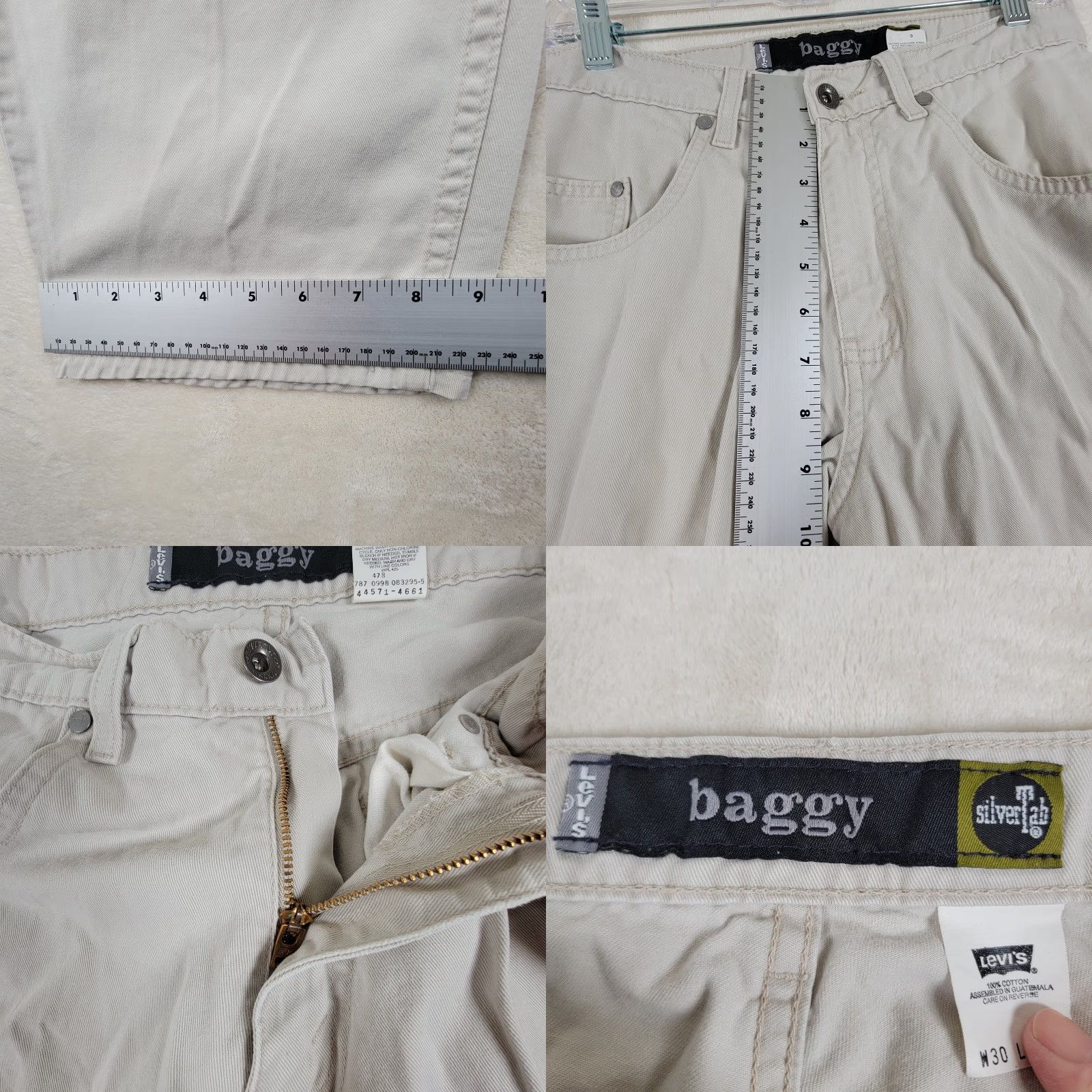Levi's VINTAGE Levis Silvertab Pants Men 30x32 Beige Cream Straight Carpenter Baggy Jeans Hip Hop Womens? Size US 30 / EU 46 - 9 Thumbnail