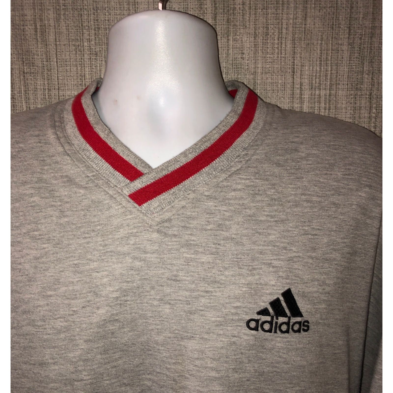 Adidas Adidas Sweatshirt V-Neck Pullover Mens L Gray 25 Inch Armpit Size US L / EU 52-54 / 3 - 3 Thumbnail