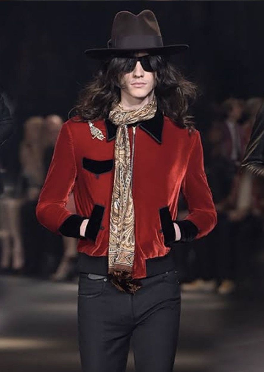 Hedi Slimane Saint Laurent Paris Runway AW16 Palladium Red Velvet Size US M / EU 48-50 / 2 - 6 Thumbnail
