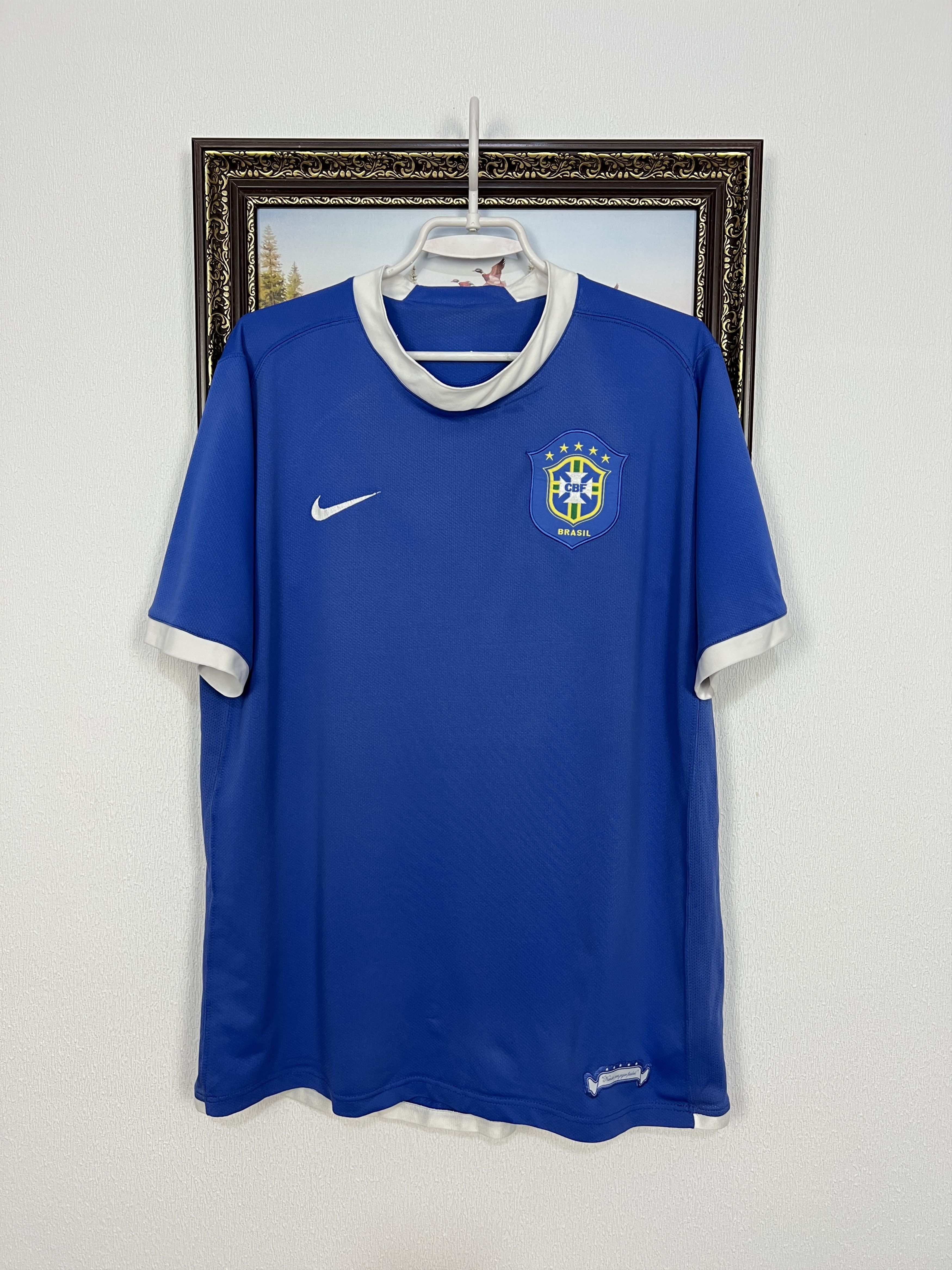 Nike Brazil Away football shirt 2006 Soccer Blue Jersey Mens Size US L / EU 52-54 / 3 - 1 Thumbnail
